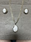 White Buffalo Turquoise Sterling Silver  p a  Smith  Stamped Set Necklace Studs