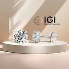 3 00 Carat Igi Certified E Vs1 Lab Grown Diamond Stud Earrings 14k Yellow Gold