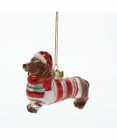 Noble Gems Dachshund Wiener Dog Sweater Glass Christmas Ornament  By Kurt Adler