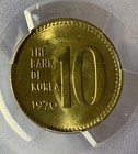 1970 South Korea 10 Won Brass Km-6a Pcgs Ms64