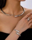 Silver Plated High Quality 3 Pcs necklace Earrings Bracelet  Set