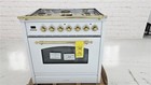 Hallman Italiano Dual Fuel 30  Range In White With Brass Trim