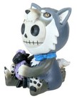 Larger Furrybones Wolfgang Skeleton In Wolf Costume With Purple Sheep Figurine