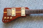Vintage 1980s Austin Hatchet Wedge Travel Guitar Natural Stained Body Rare Brass