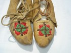 Vintage Plains  Beaded Beadwork Leather Fringe Pouch   Moccasins Native American