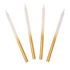 16 X White And Gold Tall Birthday Candles With Holders   Perfect For Wedding    