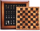 Wood Chess Set Vintage Wooden Chess Board Game With Storage  Metal Chess Pieces