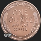 1 Oz Copper Penny Round Lincoln  999 Fine Bullion    Free Protective Capsule 