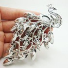 Vintage Style Luxurious Peacock Bird Blue Austria Crystal Silver Tone Brooch Pin