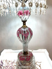 Vtg  St  Clair Pink  Art Glass Paperweight Lamp W shade  Finial Excellent
