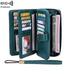 Rfid Blocking Women s Long Zip Wallet Large Capacity Card Holder Wristlet