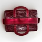 Cb Vintage Crocodile Patent Leather Makeup Train Case Red Merlot