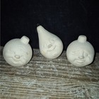 Ceramic Bisque Ready To Paint 3 Comical Christmas Ornaments Decor Faces 3 25 