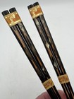 Vintage Japanese Lacquered Chopsticks Set W  Mother Of Pearl Inlay  2 Sets  Nos