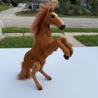 Vintage Brown Horse Figure Figurine With Real Soft Fur Farm Decor