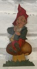 Vintage Folk Art German Gnome Die Cut Wood 1930s Handmade Painted 7     X 4   