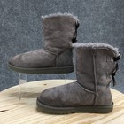 Ugg Australia Boots Womens 8 Bailey Bow Ii Shearling Winter Boot 1002954 Gray