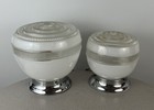 Pair Vintage Mid Century Modern Atomic Circa 1950s Ufo Lamp Fixtures