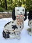 Antique Pair Of Staffordshire Spaniel Dog Figures Mantel Dogs Victorian Decor