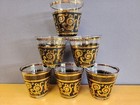 Set Of 6 Culver Glass Lowball Whisky Rocks Glasses Ebony Baroque 22k Gold Black