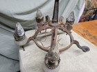 Vintage Cast Bronze    Chandelier Victorian Era Turn Of Century 5 Globe Glass