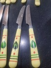 Vintage Cream Green And Red With Leaf Bakelite 24 Piece Set Flatware Rare