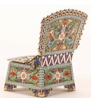 Spectacular Large Antique Russian 84 Silver Enameled Salt Throne Chair 