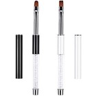 2pcs Oval   Flat Uv Gel Nail Brush Set Rhinestone Handle Professional Nail Art 