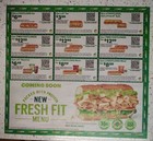 1 Sheet 12 Subway Paper Coupons Expires 10 11 25 Participating Us Restaurants