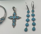Carolyn Pollack Sleeping Beauty Sterling Turquoise Pendant  Bracelet   Earrings