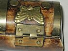 Vintage Bovine Bone Brass Tone Hinged Lid Purple Velvet Lined Trinket Box