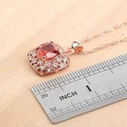 925 Sterling Silver Cz Red Ruby Ring Earrings Pendant Necklace Set Rose Tone