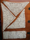 Lot Of 4 Ecru Filet Crochet Pieces 3 Triangles   Rectangle Floral Design