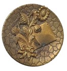 Vintage Antique Victorian Art Nouveau Floral Motif Relief Brass Button Lot Of 2