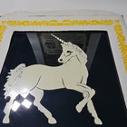 Unicorn Decorative Mirror With Yellow Border Fantasy Art 7x7 Inches