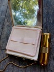   awesome  Vintage 1930s  Brass Color Makeup Kit With Lipstick Holder  Nice   