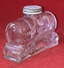 Vintage Glass Coin Bank Train Tanker   Tankar Systems Saves   Tin Screw On Lid