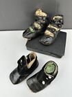 2 Pairs Antique Baby Shoes Victorian Leather Doll Booties Buttons Vintage Black