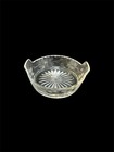 Vintage Clear Cut Glass Two Handled Serving Dish Bowl Etched Floral Starburst