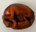 Modern Boxwood Carving Of A Reclining Cat  antique Style 