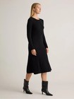 Quince Black Mongolian Cashmere Wide-rib Midi Sweater Dress Size S