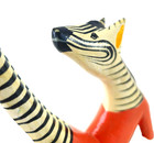 Signed Haitian Hand Carved Wood Zebra Folk Art Sculpture Shelf Sitter Juens Hait