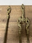 Vintage Ornate Brass  Fireplace Tools Set   Read 