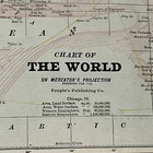 Large Antique 1886 Map Of The World 21 5   x13 5   