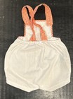 Cute Vintage Mayfair Infant Baby Boy 0-3 Month Embroidery Orange Romper Sunsuit