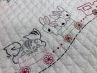 Handmade Baby Crib Quilt Blanket Mint Green W baby Animals   Trains 39  X 50 