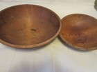 2 Vtg Primitive Antique Out Of Round Hand-turned Oval Wood Dough Bowls 16    12 