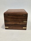 Vintage Brass Porthole Desk Clock Housed In Wooden Box Case Nautical Maritime