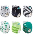 6 Pack 12 Inserts Baby Diapers Pocket Cloth Diapers Reusable Washable Adjustable
