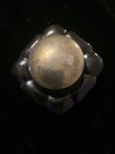 Vintage Cobalt Blue Square Glass Ink Well With Metal Hinged Lid
